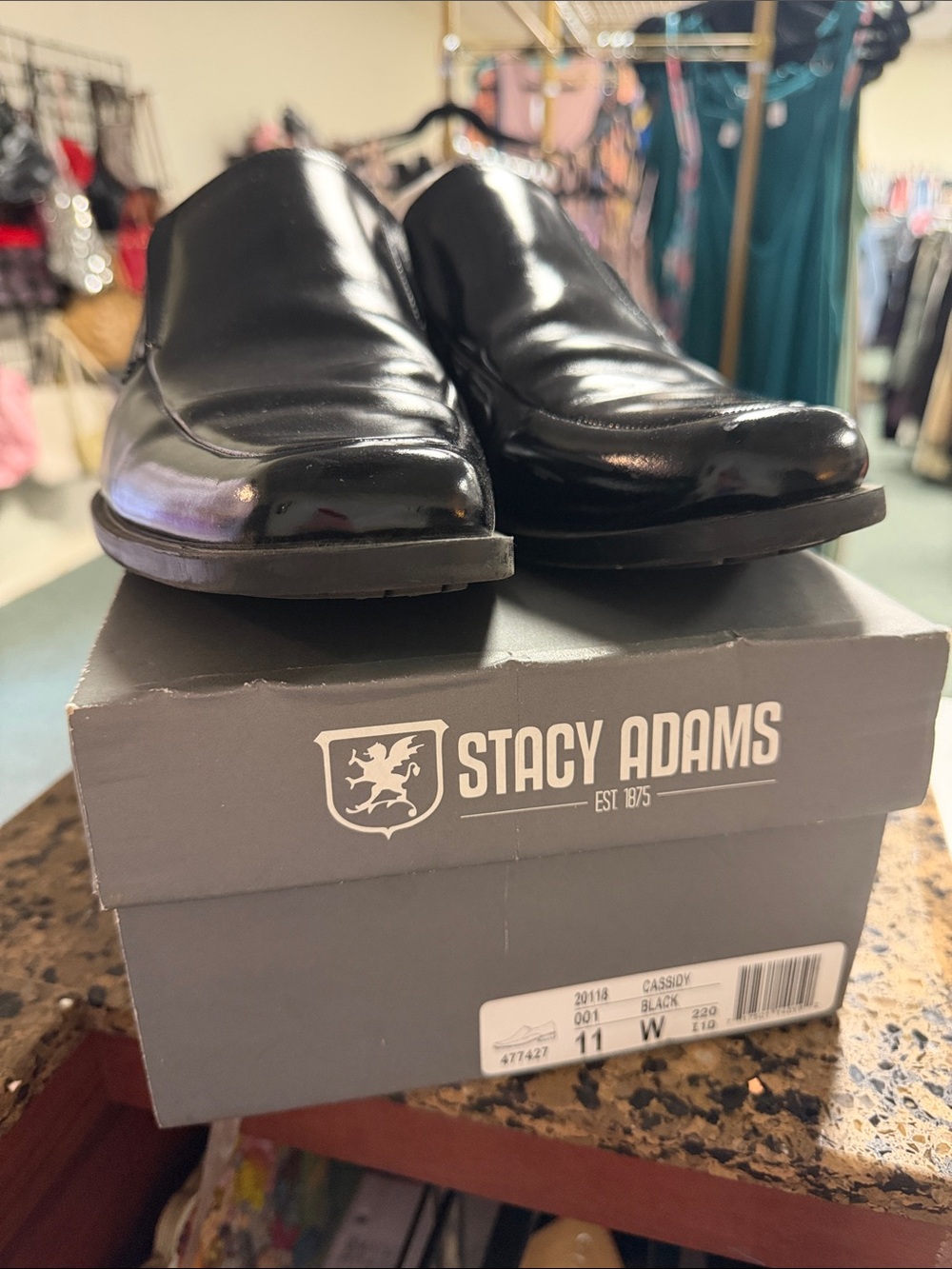 Stacy Adams Black Slip-On Dress Loafers